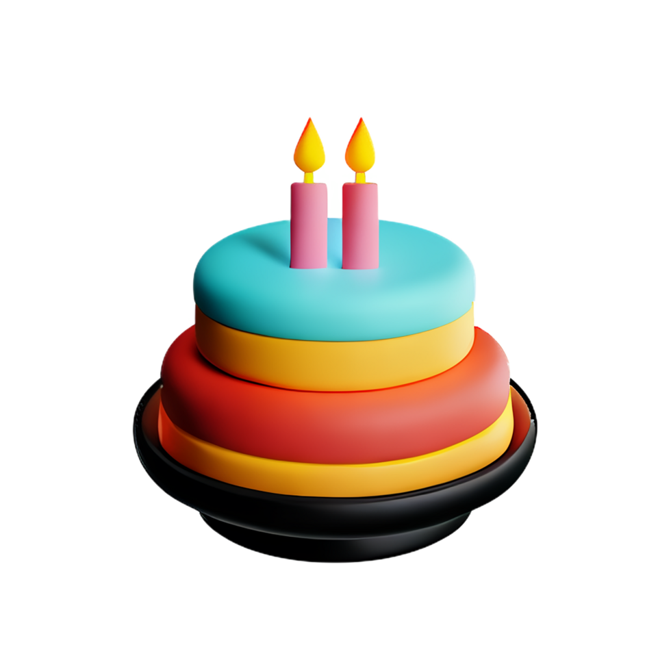 Birthday cake 3d rendering icon illustration png