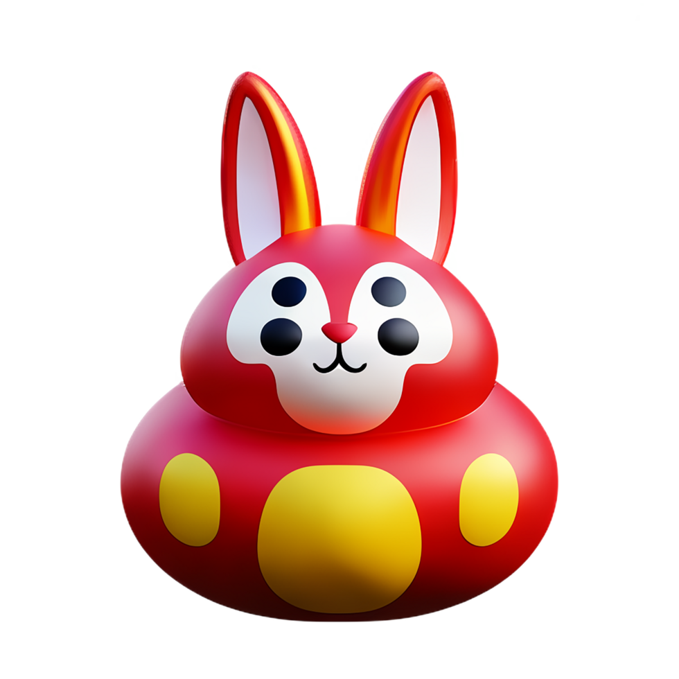 chinese new year icon cute rabbit 3d render png