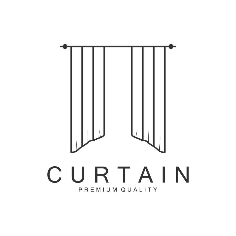 Simple Curtain Logo Template. Curtain Logo For Decoration Of Homes, Apartments, Hotels And Curtain Shops. vector