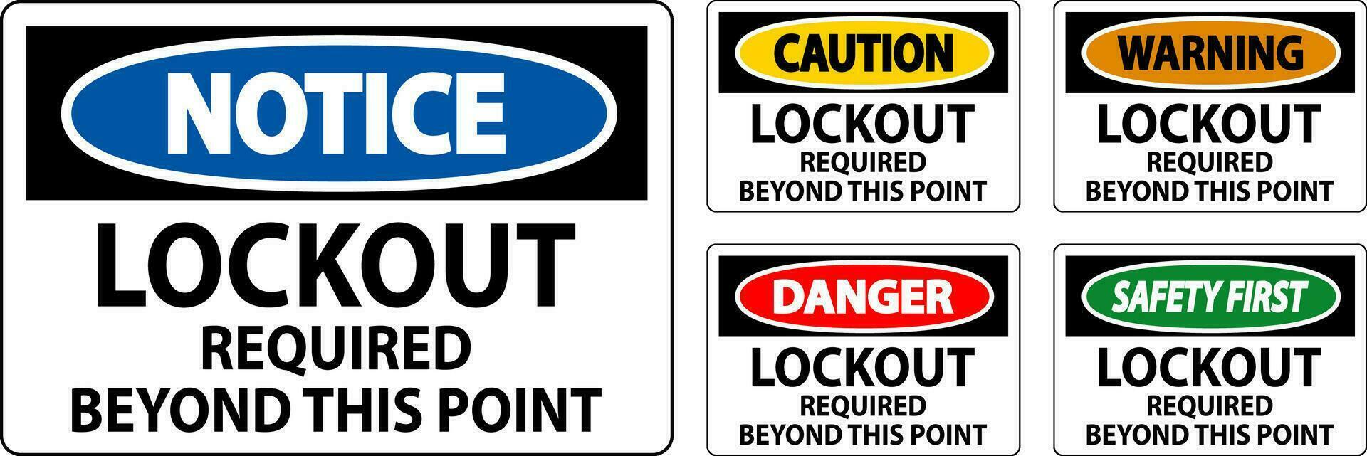 Danger Sign, Lockout Required Beyond This Point vector