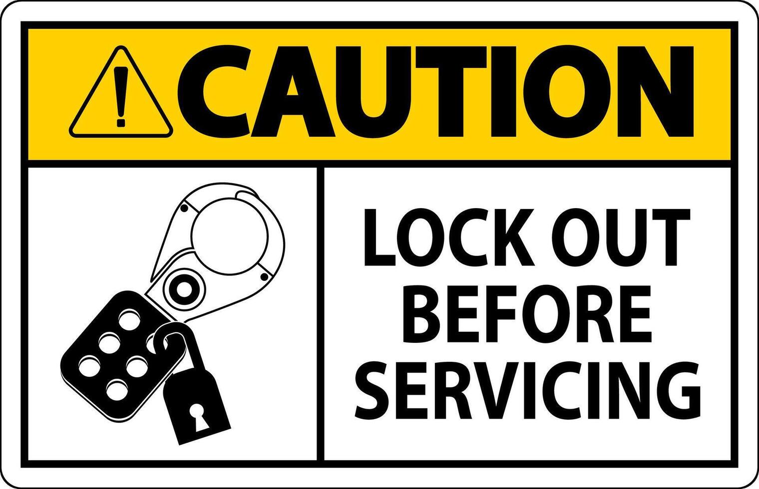 Caution Sign, Lock Out Before Servicing vector