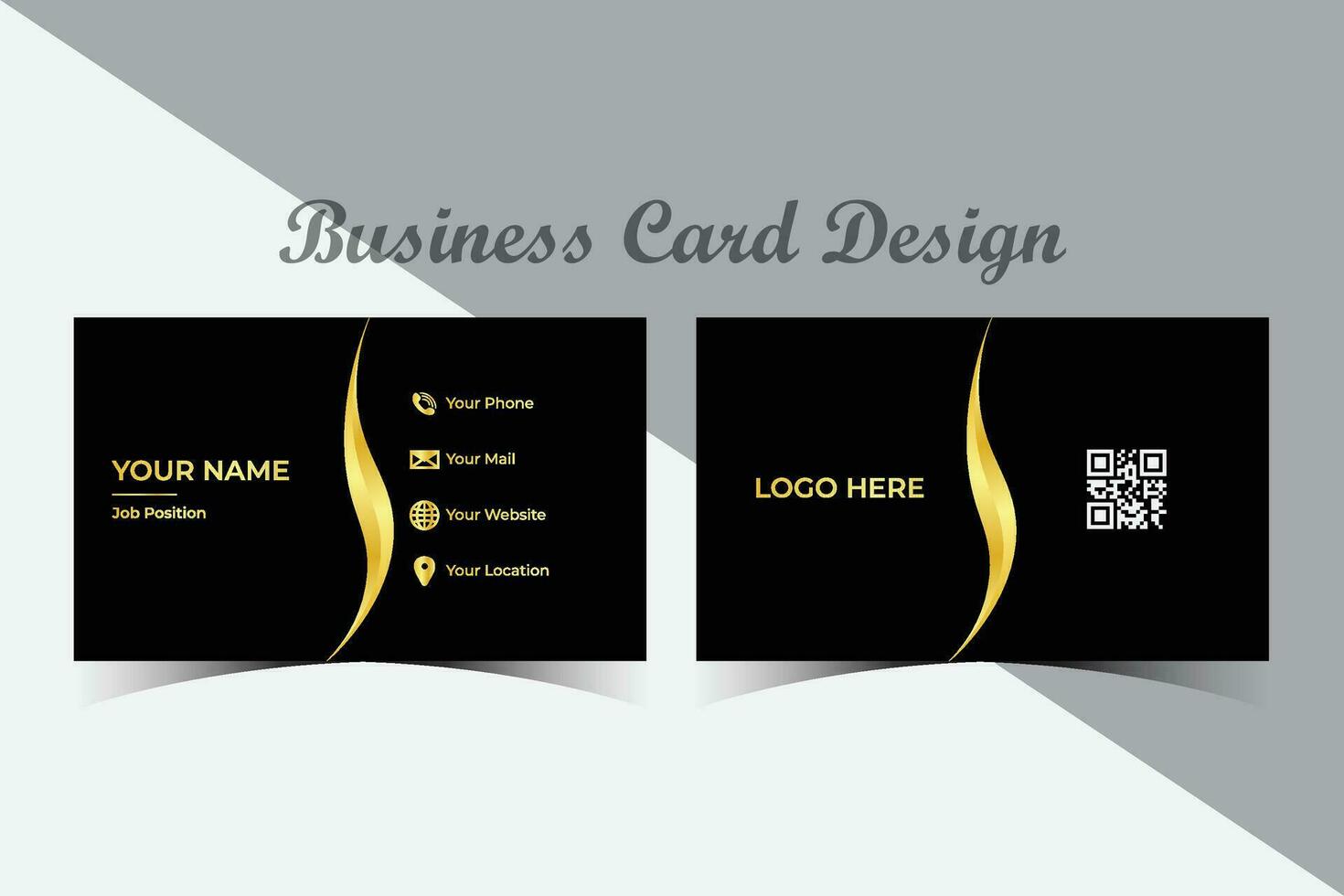 Business Card design. Unique professional business card. Golden and Black business card mockup. Professional office visiting card. vector