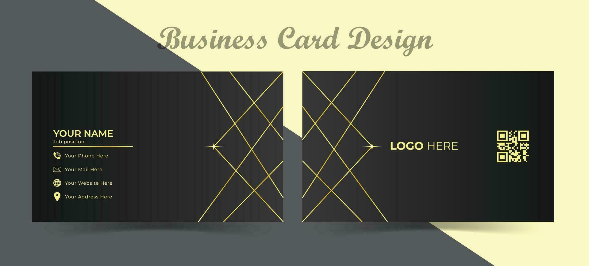 Business Card design. Unique professional business card. Golden and Black business card mockup. Professional office visiting card. vector