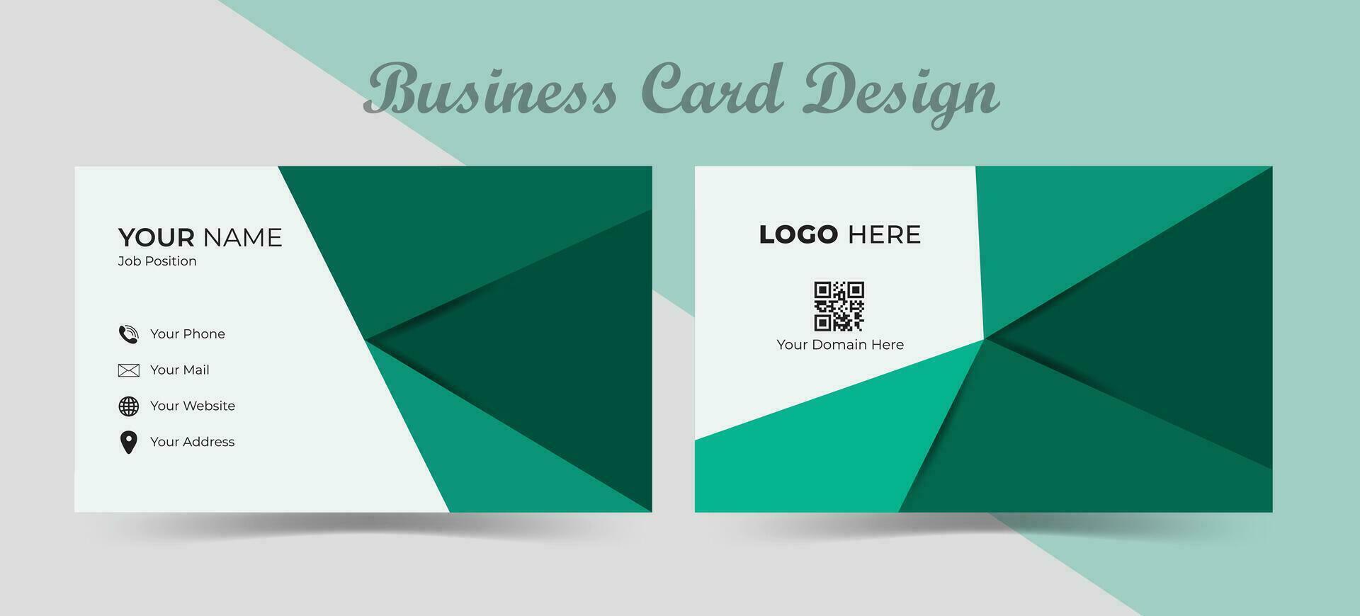 Abstract background business card design. Green shade visiting card mockup. vector