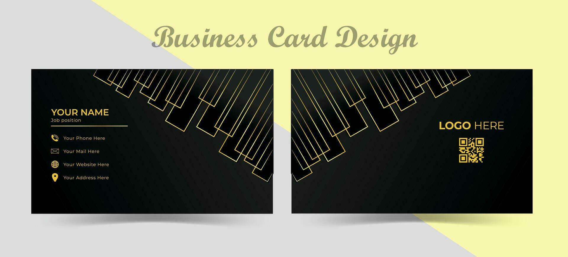 Business Card design. Unique professional business card. Golden and Black business card mockup. Professional office visiting card. vector