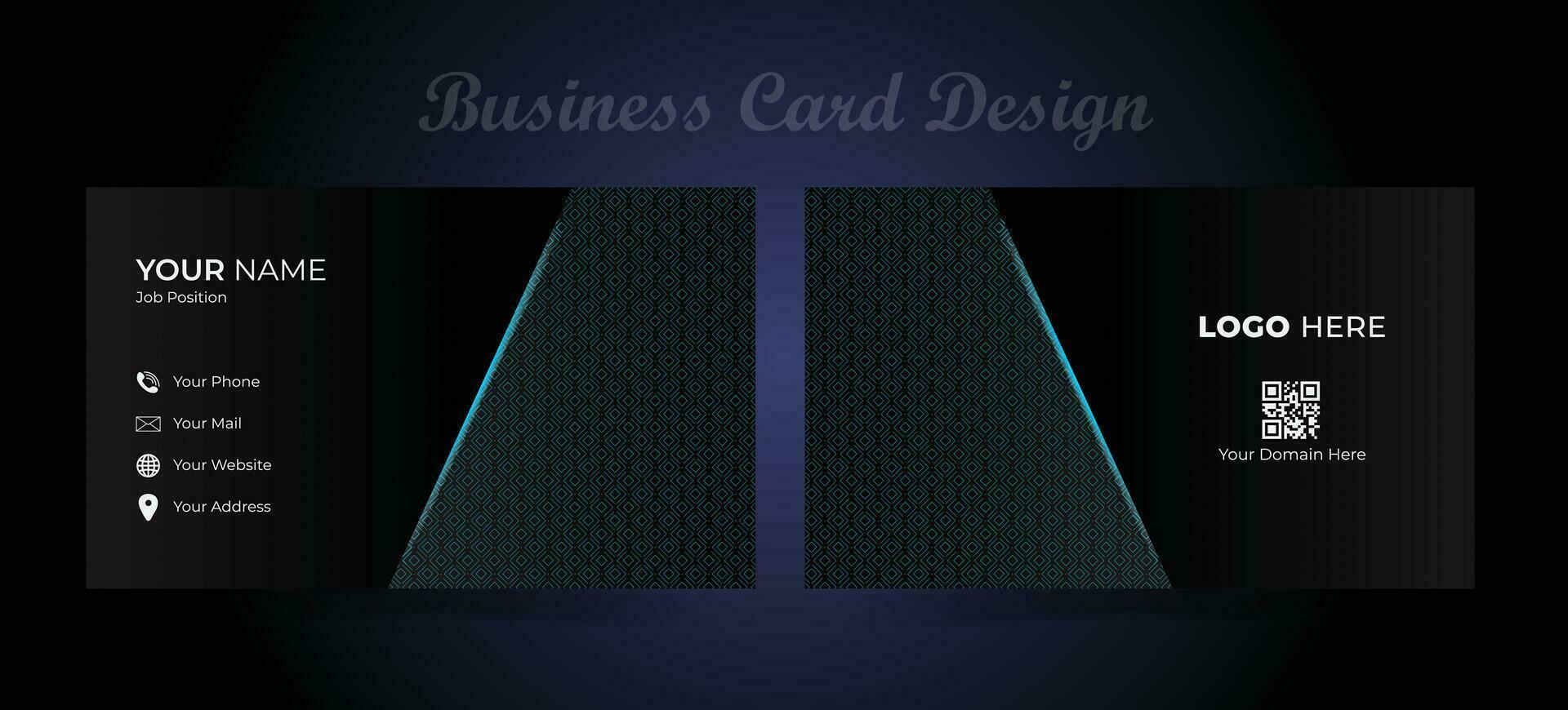 Creative and minimalist business card with pattern background. Business card with dark blue color and royal effect. vector