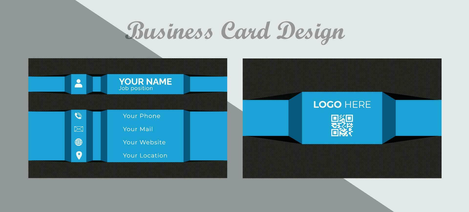Realistic 3D modern business card design. black and blue professional print-ready business card template. vector