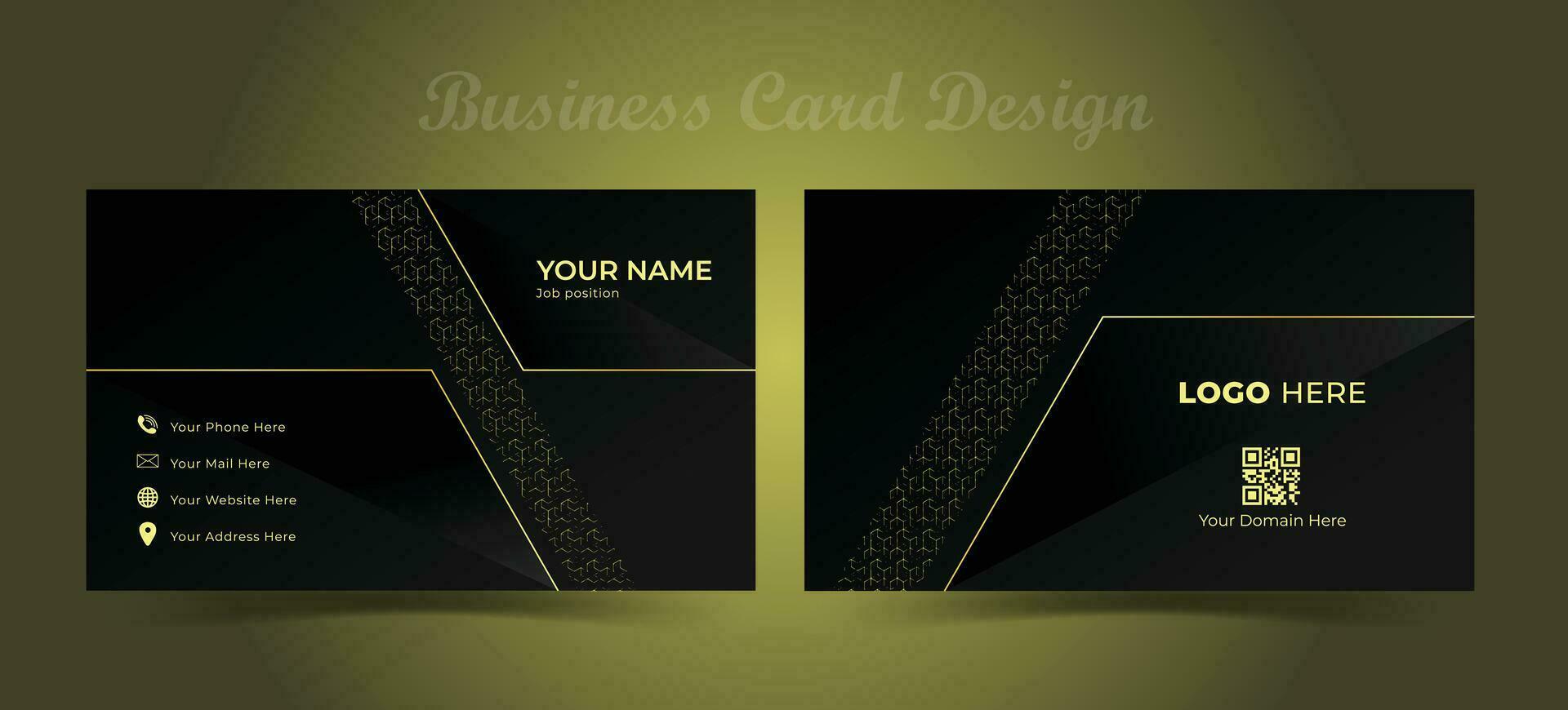 Business Card design. Unique professional business card. Golden and Black business card mockup. Professional office visiting card. vector