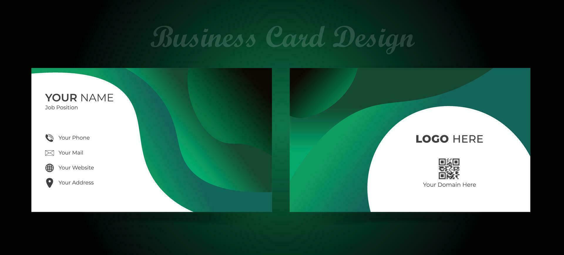 Abstract background business card design. Green shade visiting card mockup. vector