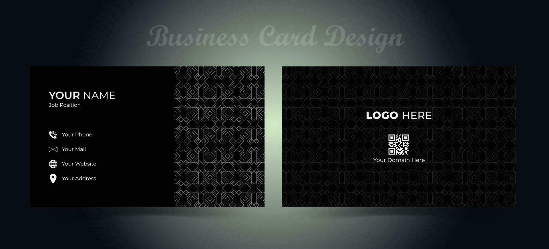 Luxury and elegant dark black blue business card design with curve style minimalist print template. Modern business card design with shadow effect. vector