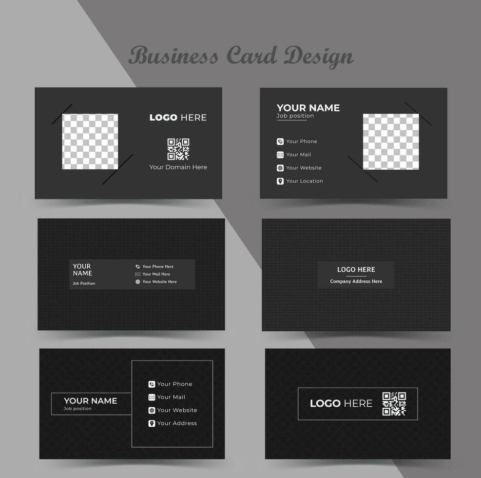 A set of business card with three pairs of visiting card. Business card mockup. Different layout, different design and different colors. A set of multiple corporate business cards. Minimalist cards. vector