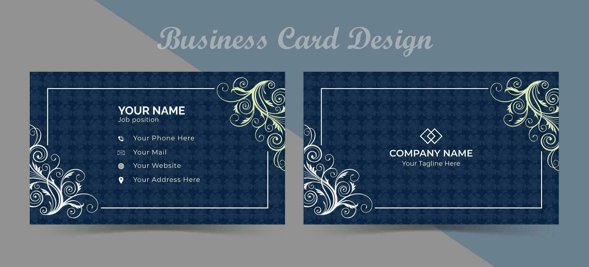 Creative blue color corporate business card design. Clean printable visiting card template. vector