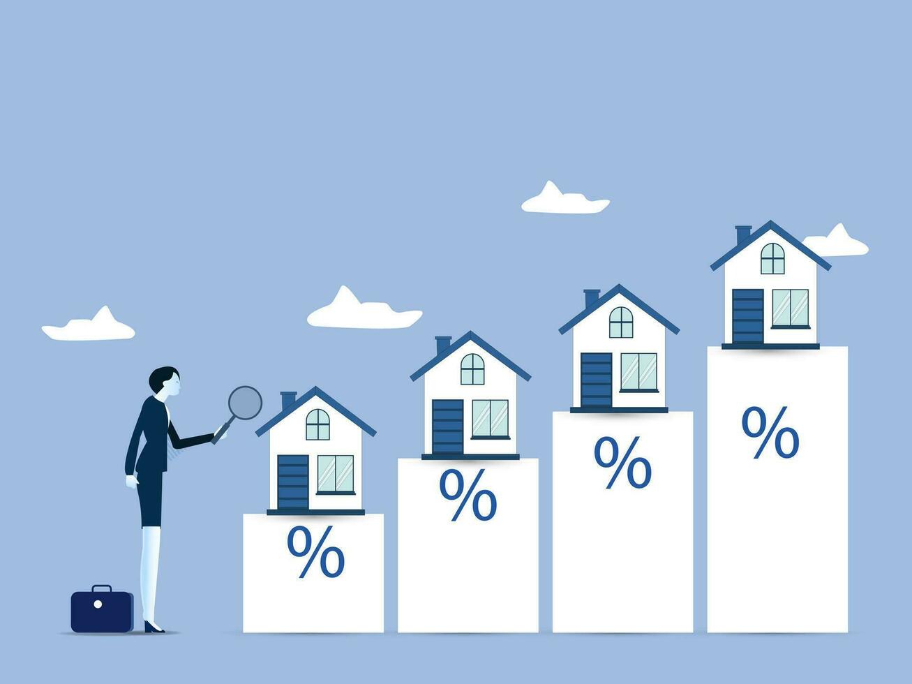 Businesses invest in real estate or housing price rising up concept. vector illustration.