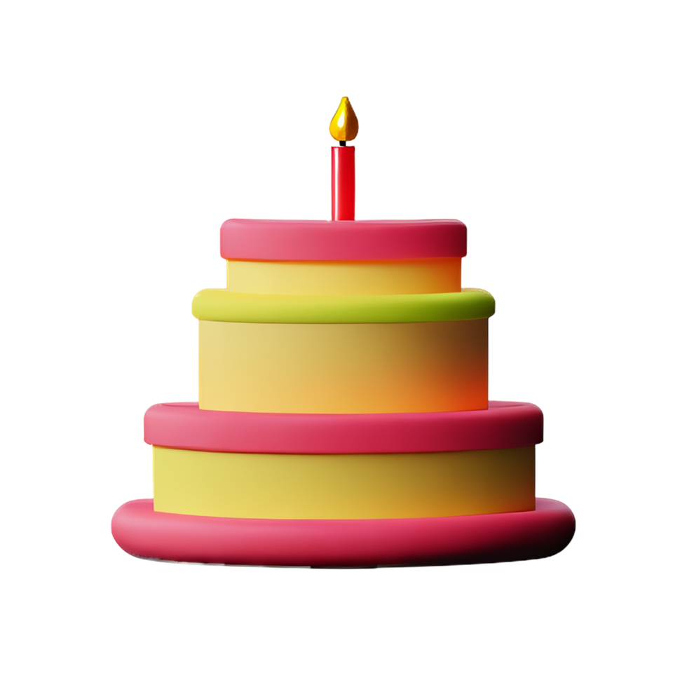 verjaardag taart 3d renderen icoon illustratie png