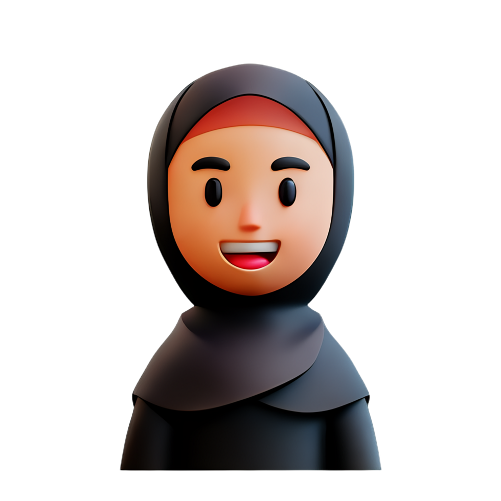 muslim woman face character 3d ramadan icon png