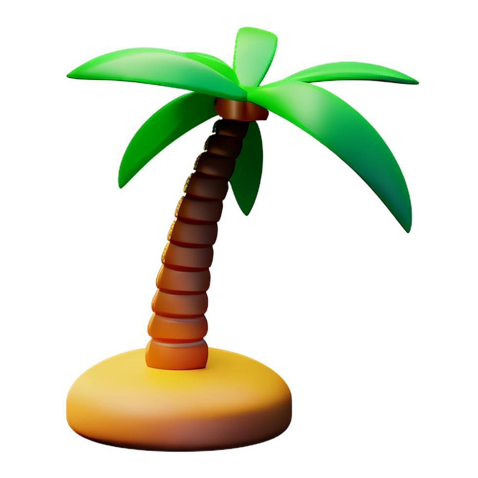 beach palm tree 3d travel and holiday illustration png