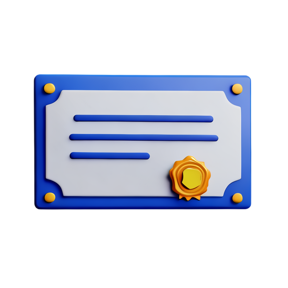 certificate 3d rendering icon illustration png