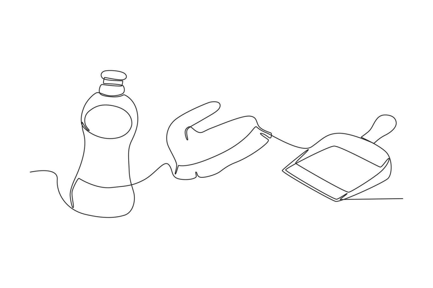 A detergent, brush, and a small dustpan vector