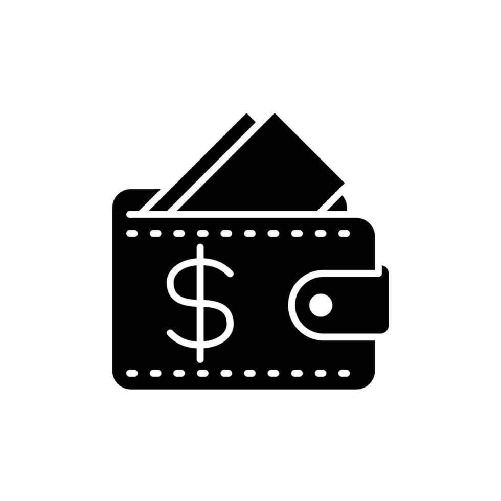 Wallet icon. Simple solid style. Affordable, investment, money, cash, dollar, bill, payment, business, finance concept. Black silhouette, glyph symbol. Vector isolated on white background. SVG.