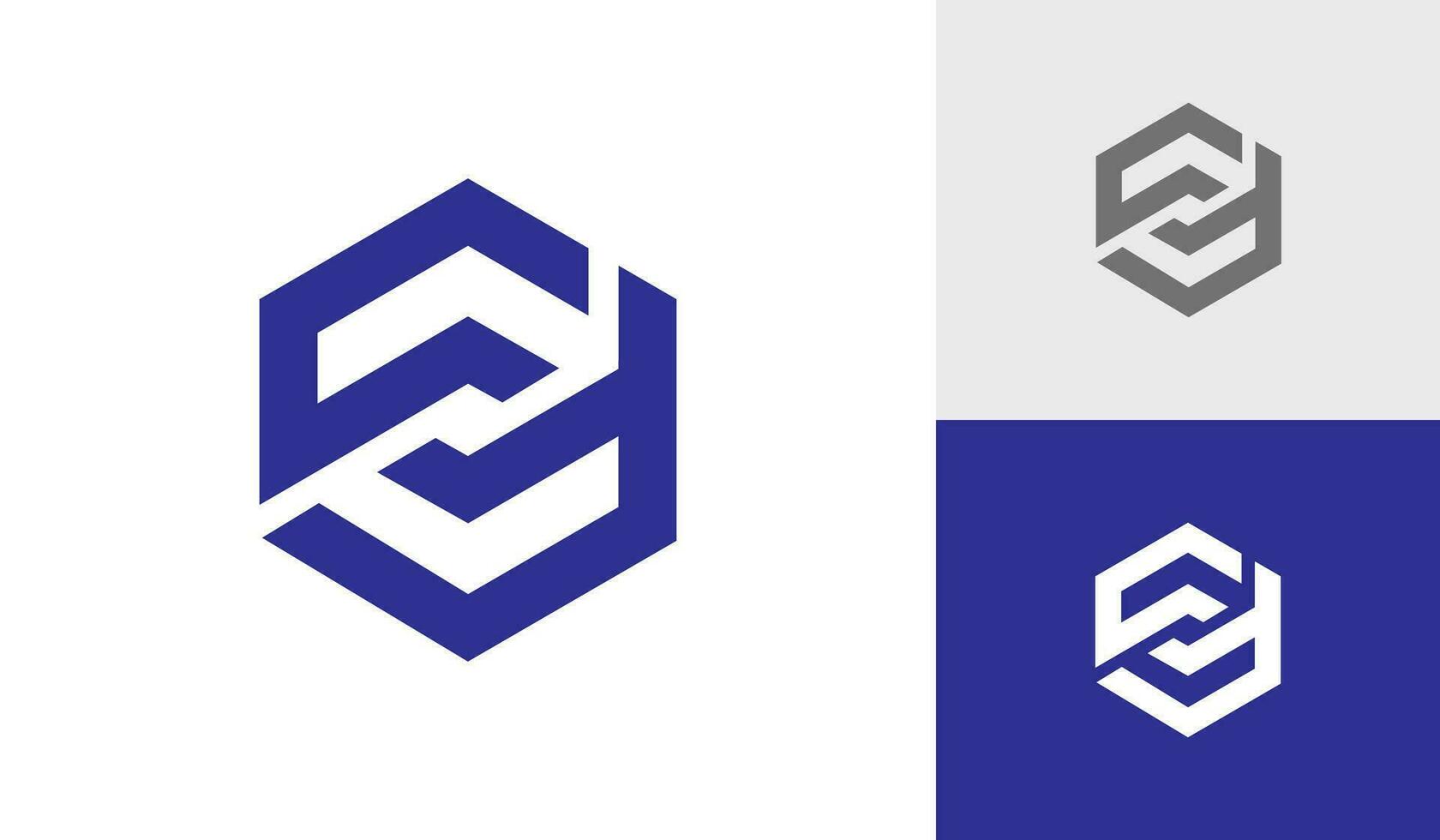 Letter cf initial hexagon monogram logo design vector