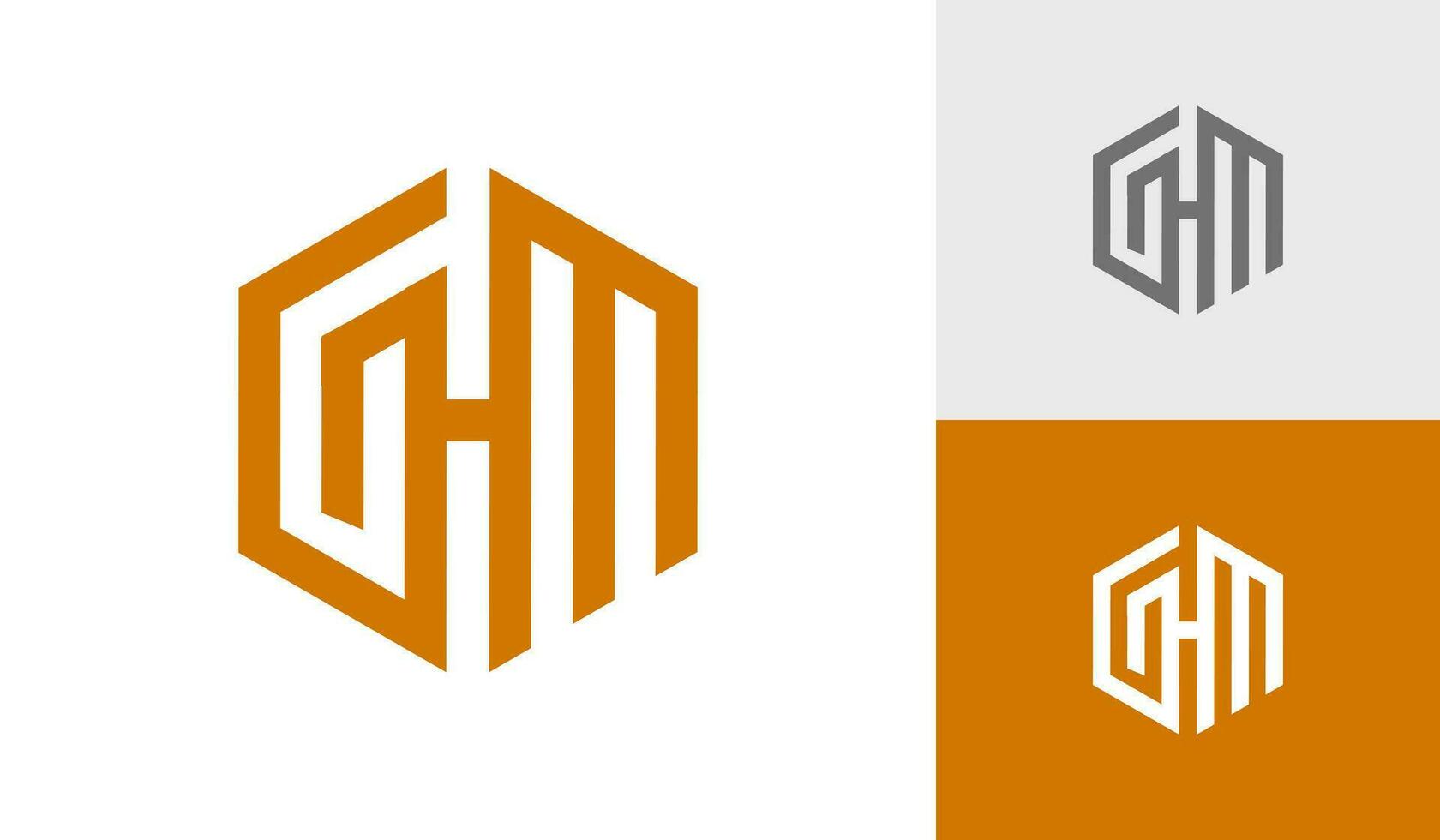 Letter GHM initial hexagon monogram logo design vector