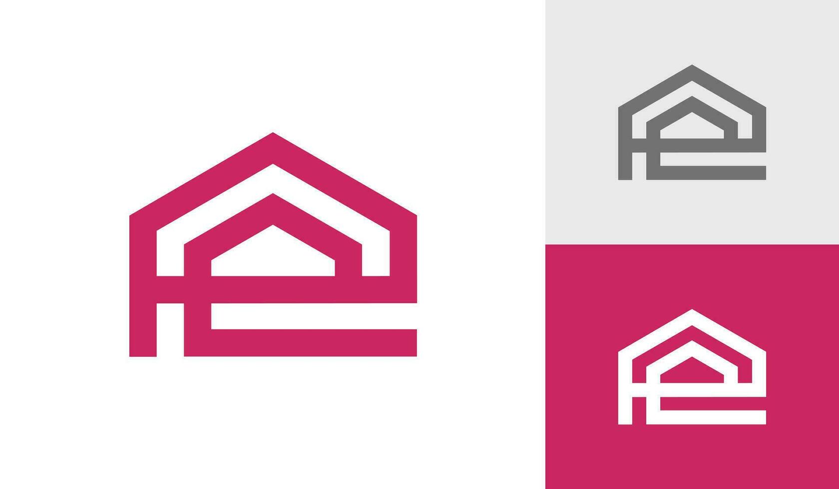 Letter PE initial monogram with house logo design vector