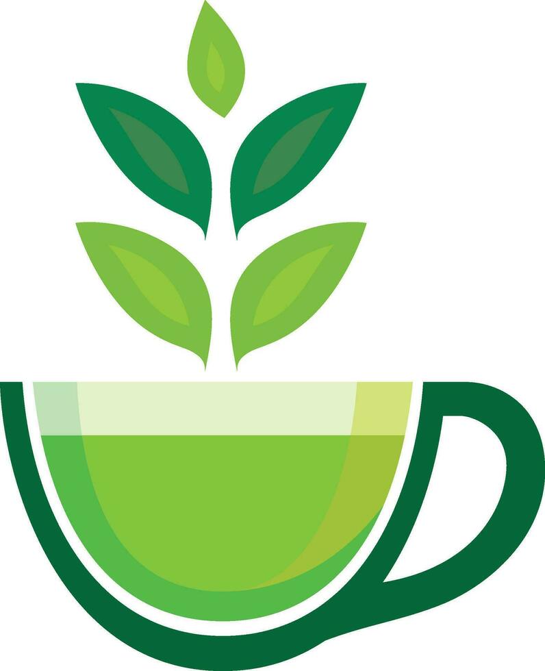 verde té, herbario té o herbario taza vector ilustración, verde té taza con té hojas valores vector imagen, clipart, símbolo