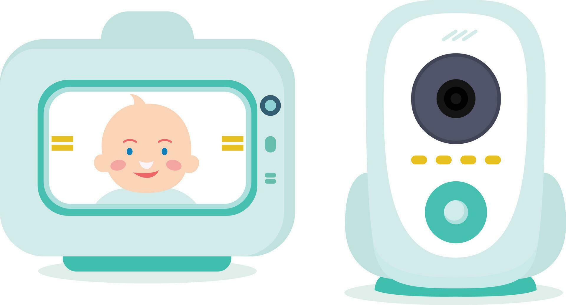 Baby monitor with the camera flat style vector illustration, baby ...