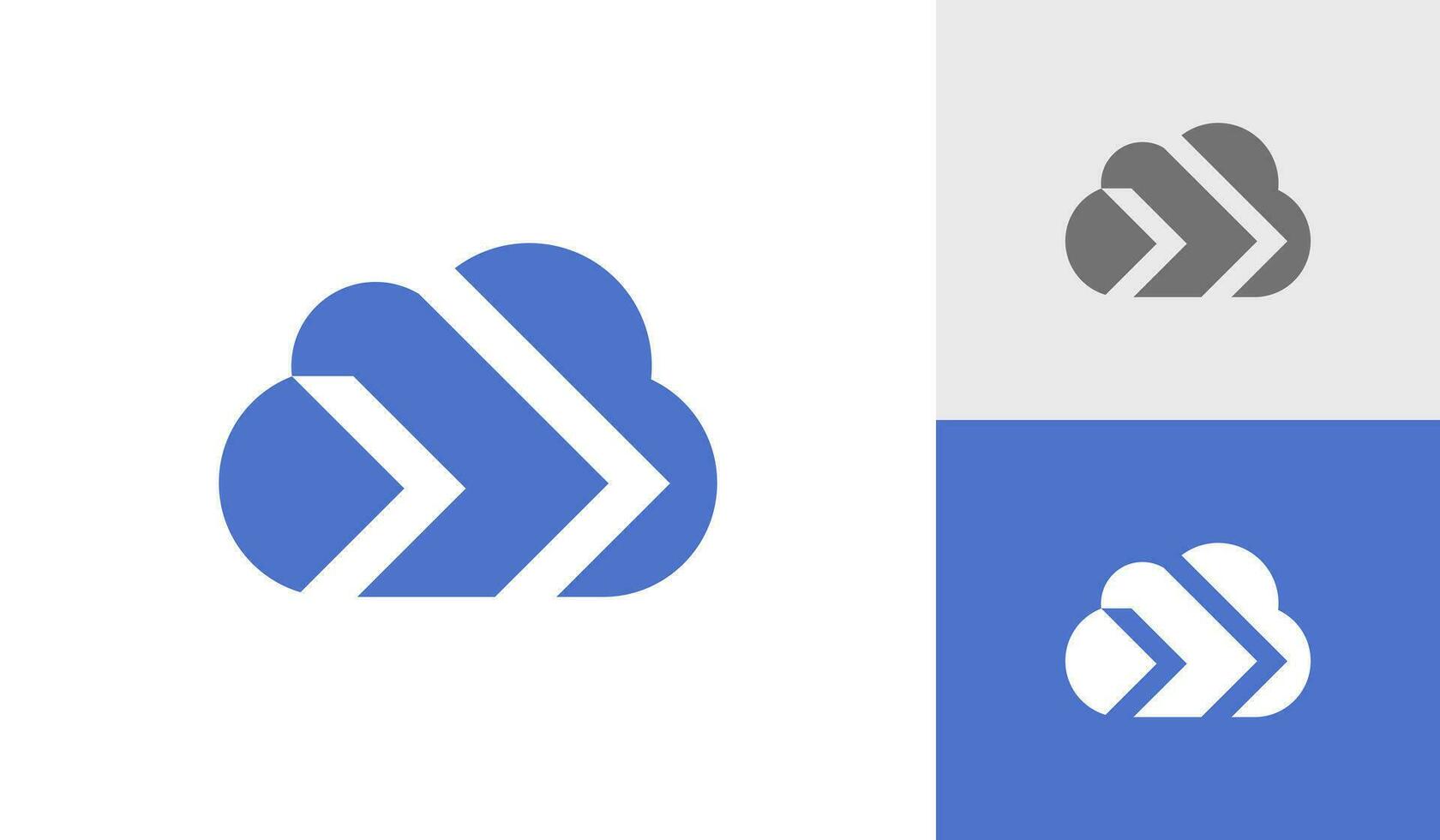 Cloud with arrow technology logo design vector