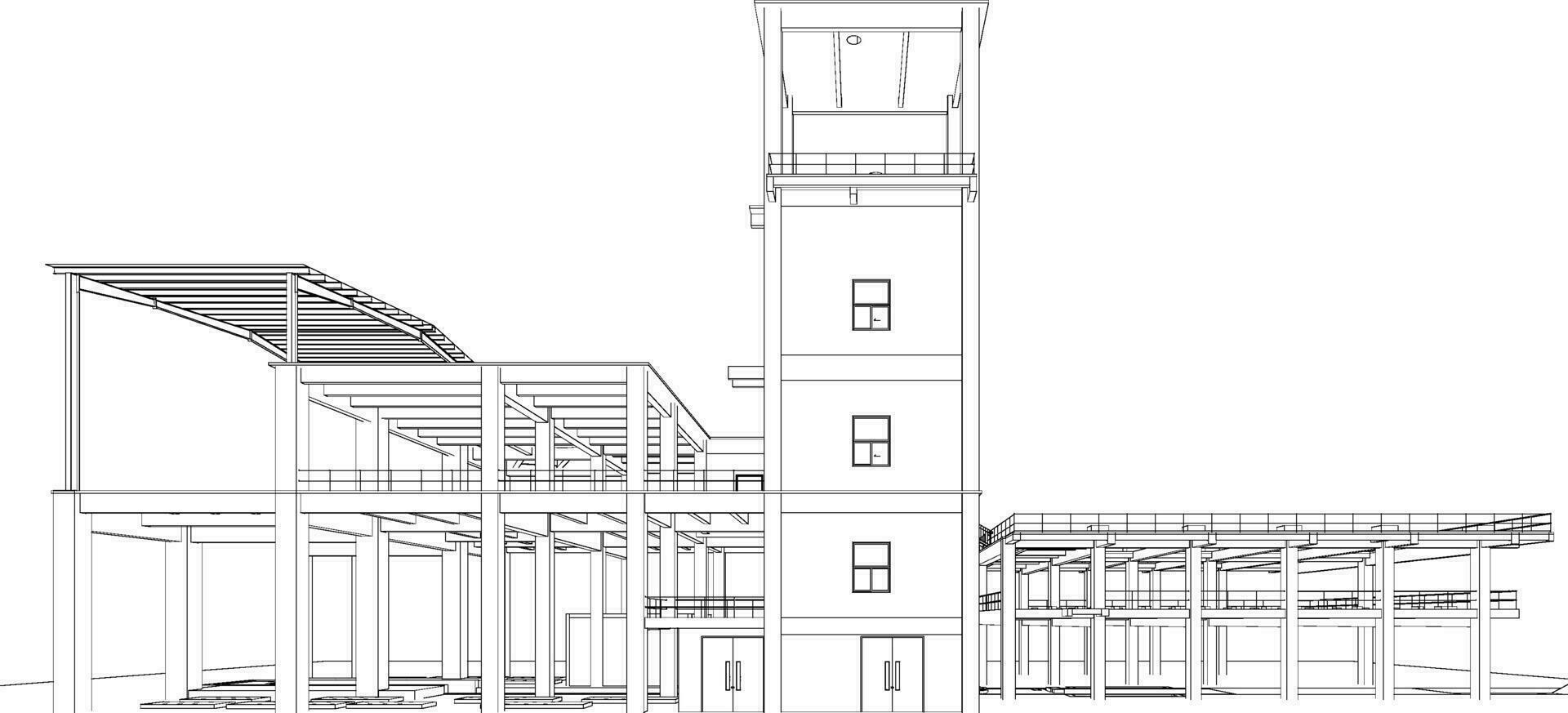 3D illustration of industrial building vector