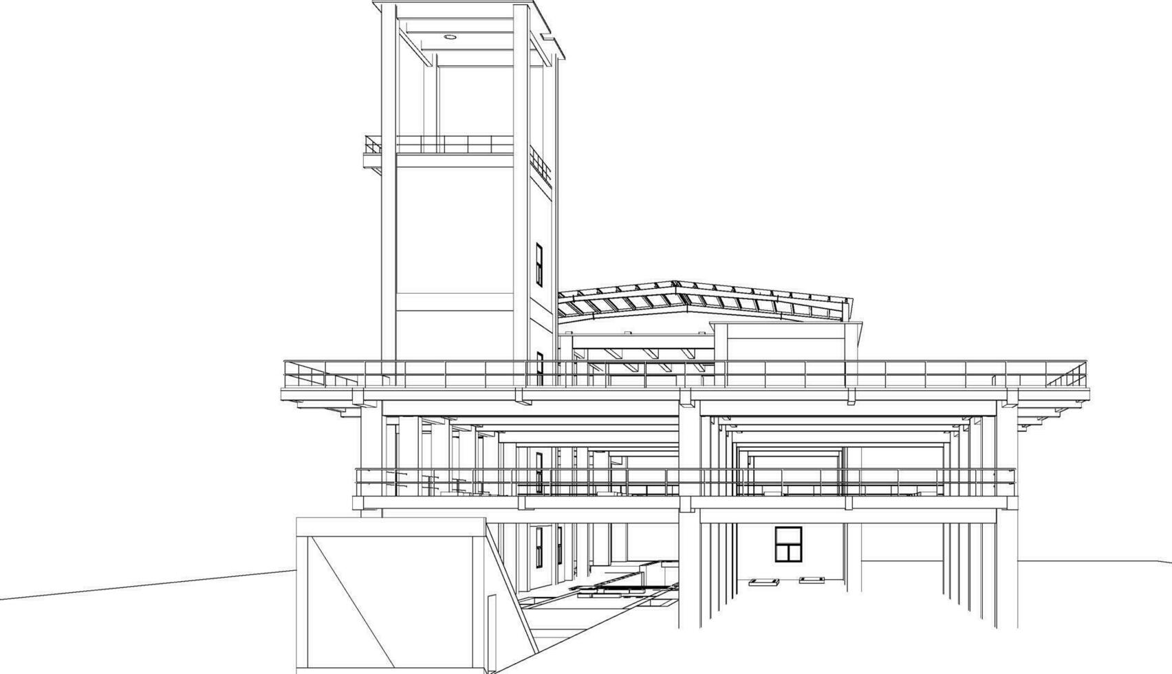 3D illustration of industrial building vector