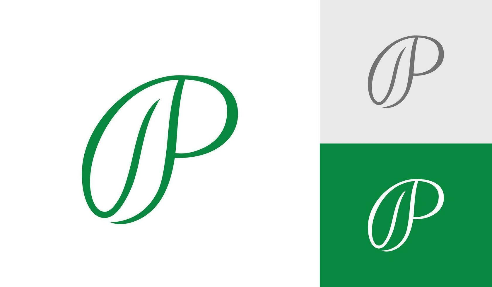 Natural leaf logo design with letter P initial monogram vector