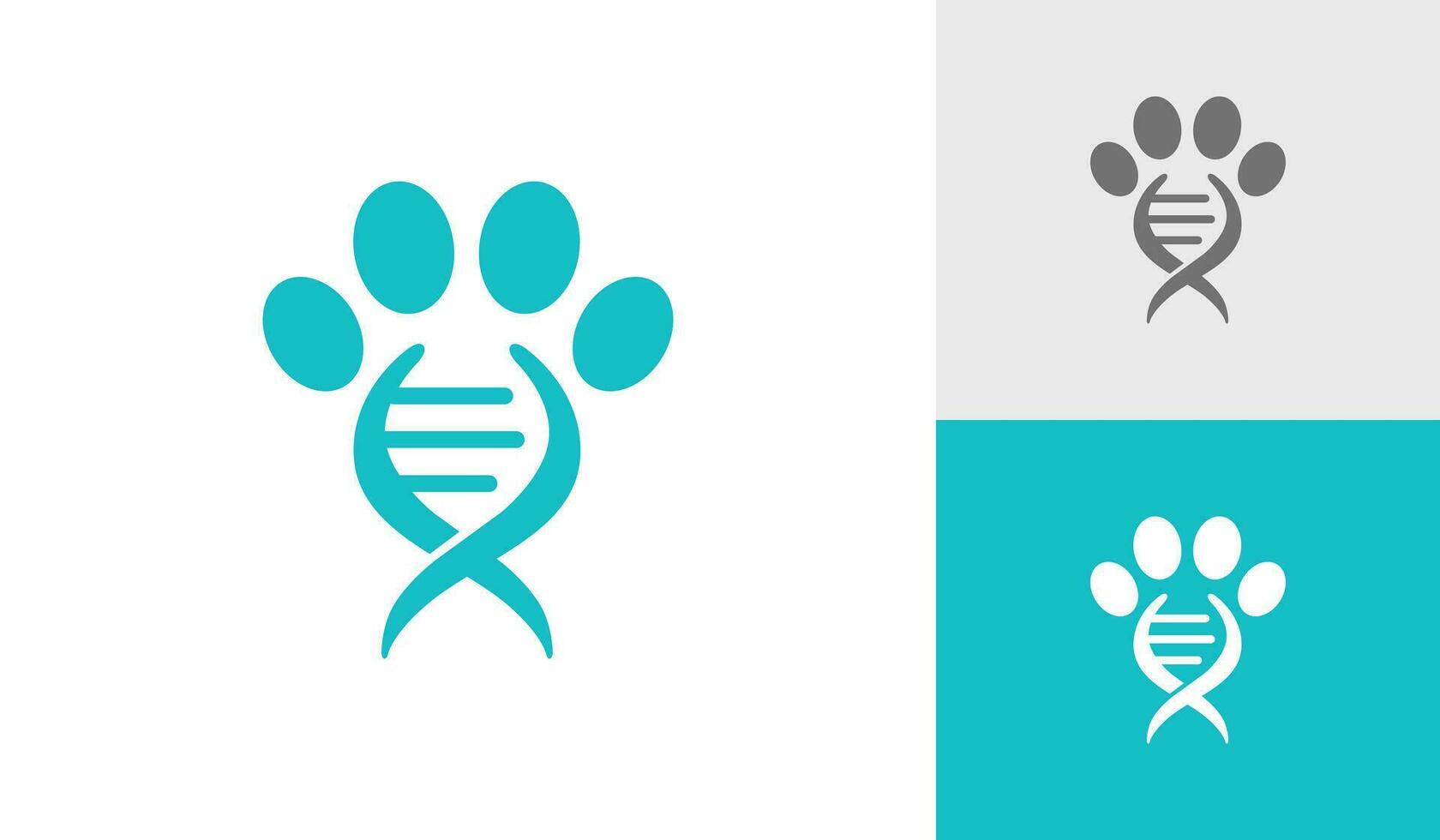 Dog paw with dna molecule logo design vector