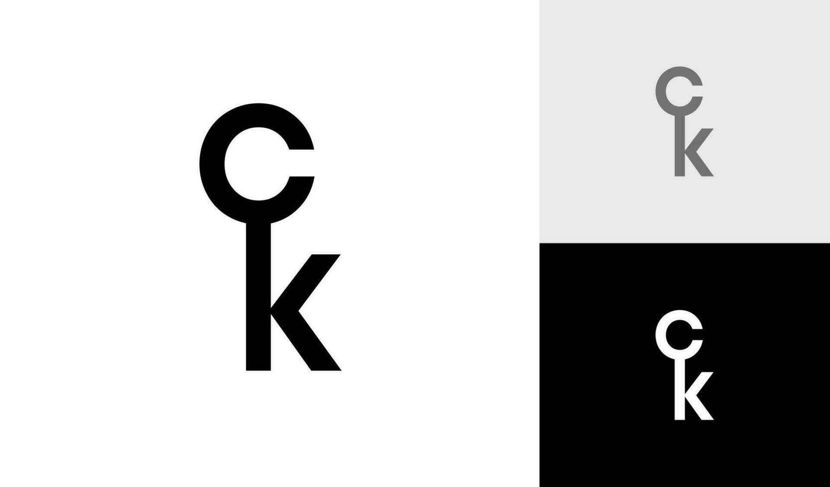 Letter CK initial monogram with key shape logo design vector