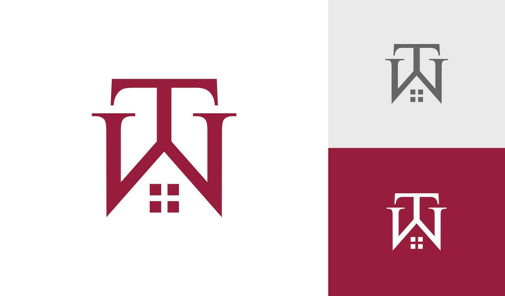 Letter TW initial monogram with house roof logo design vector