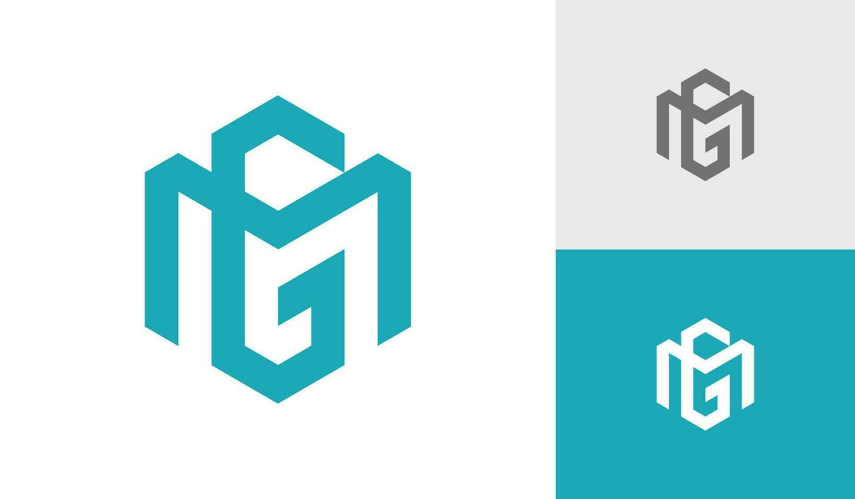 Letter MG or GM initial hexagon monogram logo design vector
