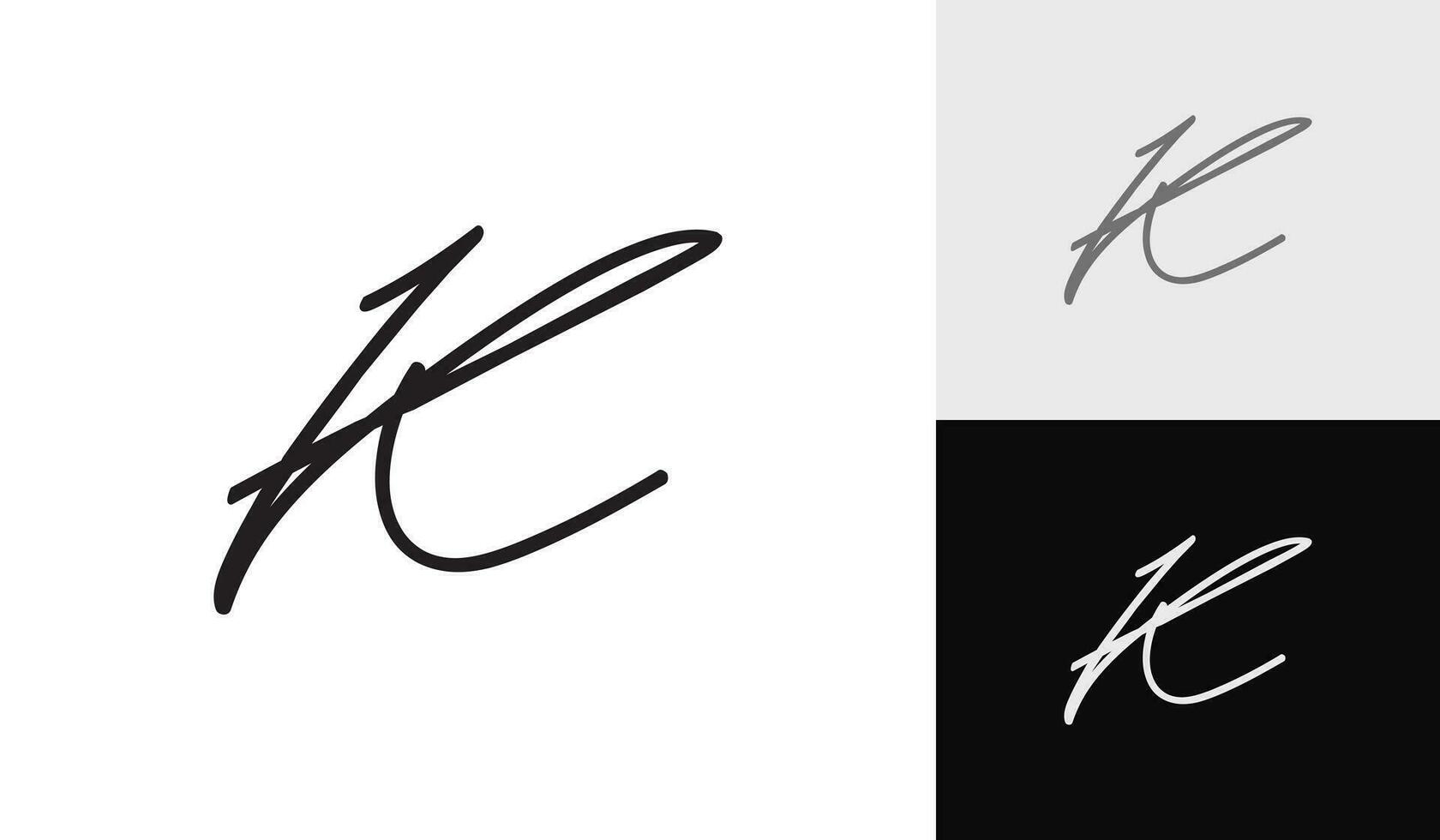Signature letter K  logo design vector
