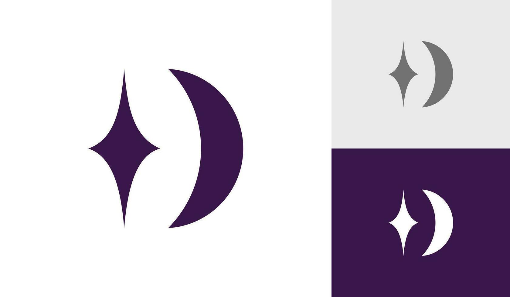 Moon and sparks logo design vector