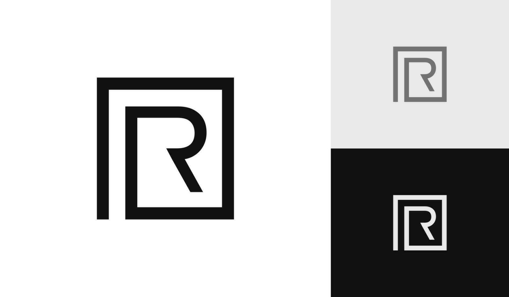 Letter R with square initial monogram logo design vector