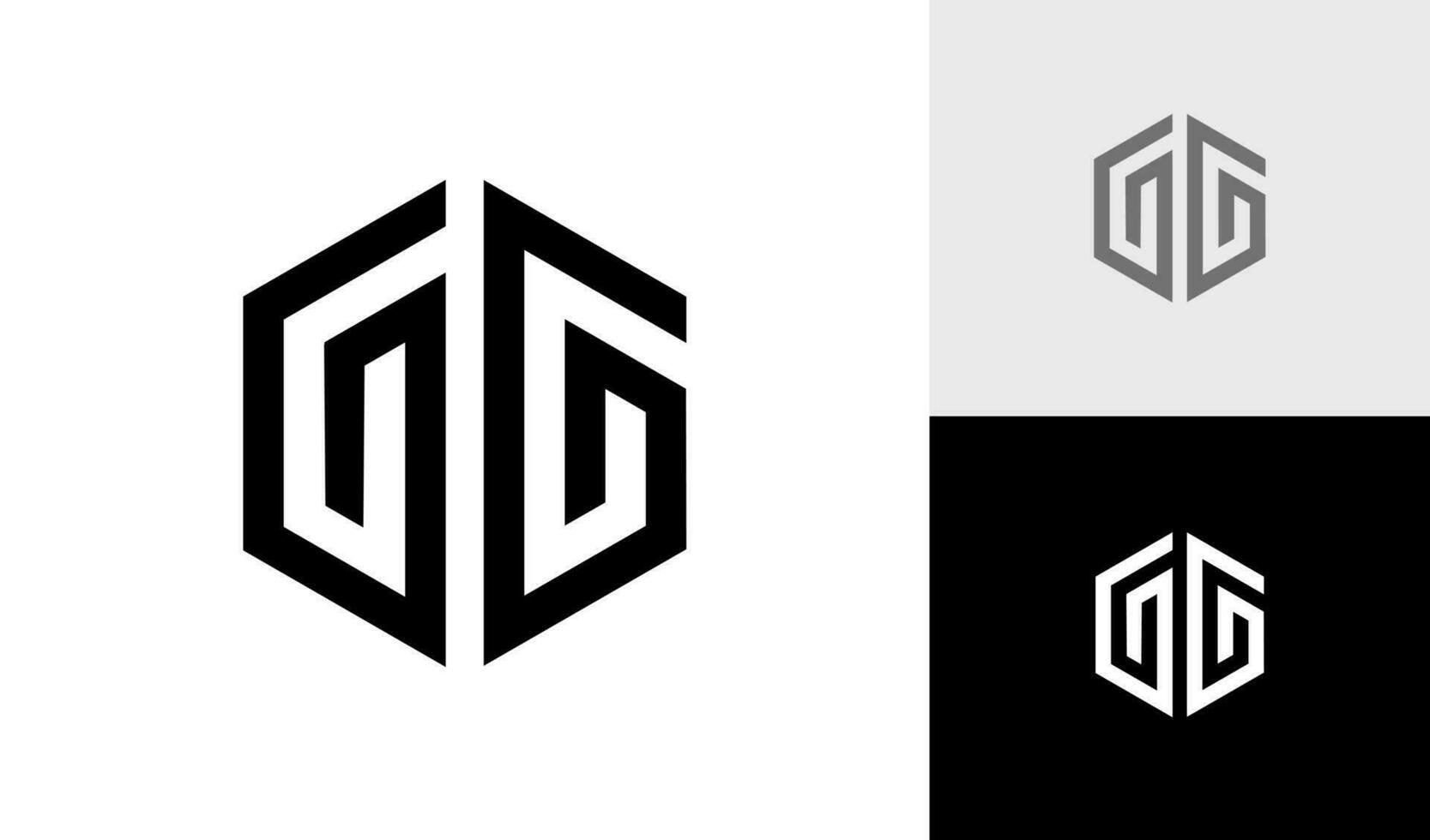 Letter GG hexagon logo vector