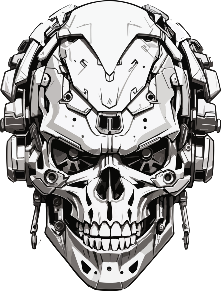 Skull Mecha Head Illustration AI Generative png