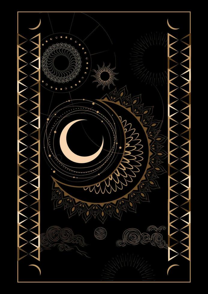 Magical Celestial Interstellar Frame Illustration vector