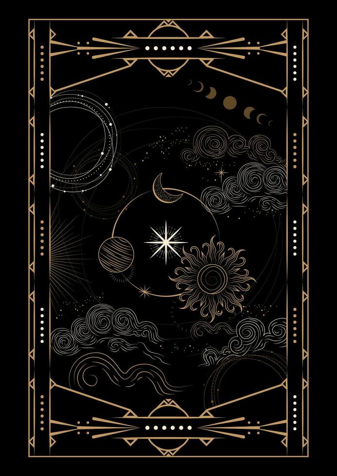 Magical Celestial Interstellar Frame Illustration vector