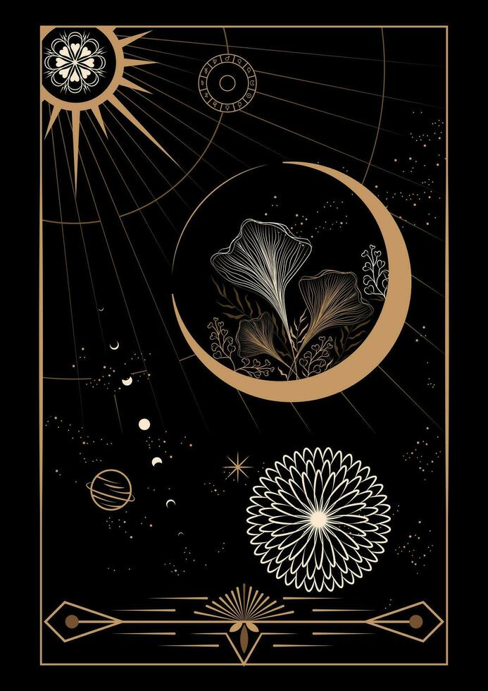 Magical Celestial Interstellar Frame Illustration vector