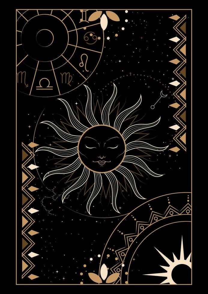 Magical Celestial Interstellar Frame Illustration vector