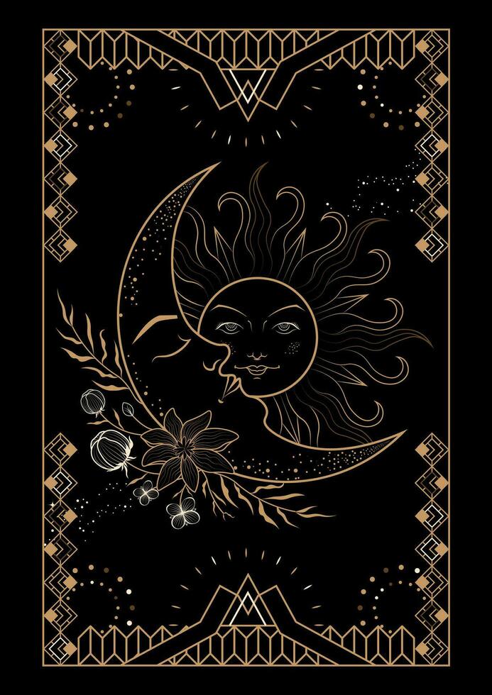 Magical Celestial Interstellar Frame Illustration vector
