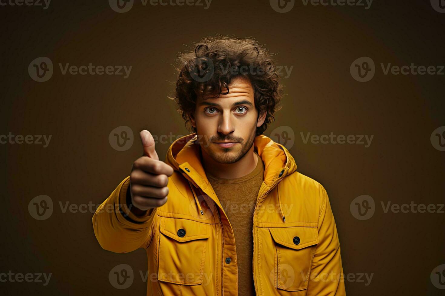 smiling african american man pointing with finger at camera isolated on background. Generative AI photo