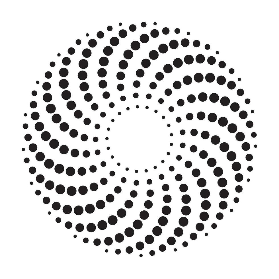 Dotted spiral vortex design element, vector illustration.