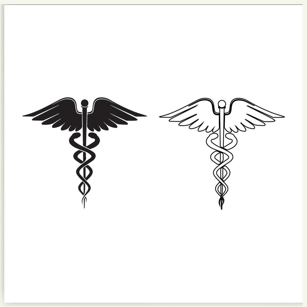 caduceo - médico serpiente logo icono vector eps aislado vector