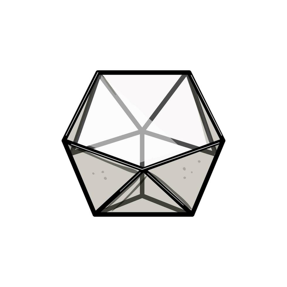 succulent terrarium glass cartoon vector illustration